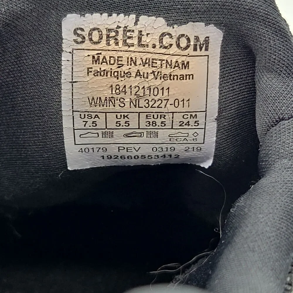SOREL Kinetic Lace Sneakers Womens 7.5 Black Heather Knit Walking Shoes NL3227